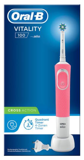 Oral-B Vitality Cross Action Electric Rechargeable Toothbrush Color Edition Pink 
